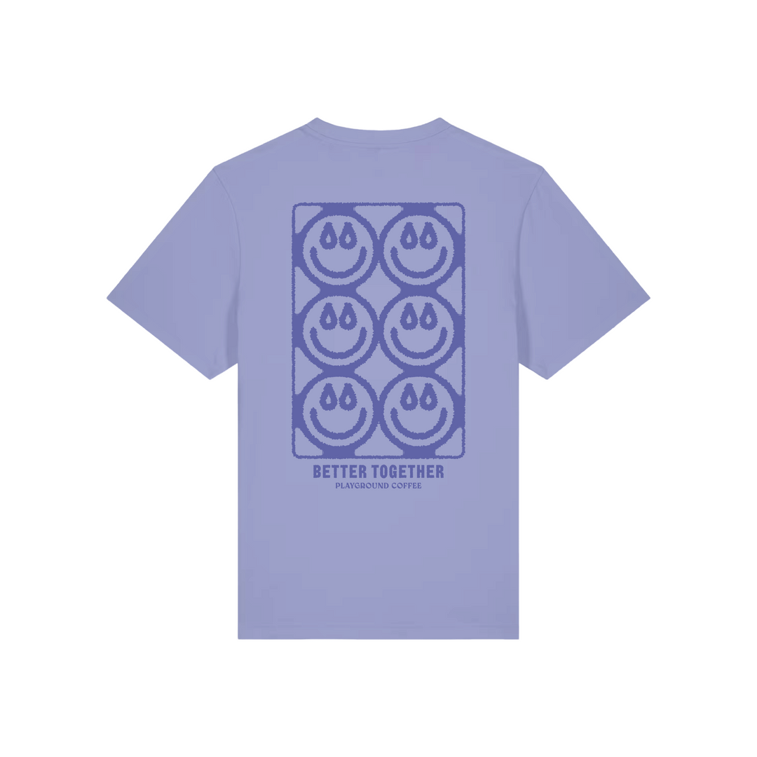 Smiley Fairtrade T-Shirt Better Together Lavendel Playground Coffee Kaffeeroesterei Hamburg St.Pauli 