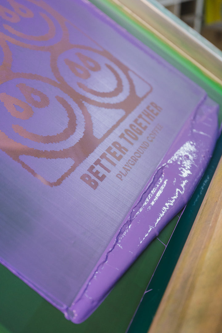 Fairtrade T-shirt Better Together Lavender Playground Coffee Coffee Roastery Hamburg St. Pauli Screen print Smiley